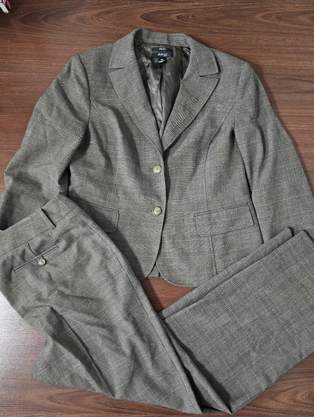Style & Co. Women's Gray Plaid Two-Piece Suit